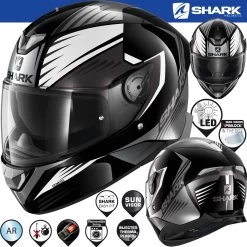 Shark Integralhelm SKWAL 2.2 Mit Sonnenblende Max Vision Pinlock Und LED -Motorradbekleidungsgeschäft 0 skwal2 hallder kwa 34lfront he4962