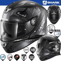Shark Integralhelm SKWAL 2.2 Mit Sonnenblende Max Vision Pinlock Und LED -Motorradbekleidungsgeschäft 0 skwal2 venger mat kaa 34lfront he4961
