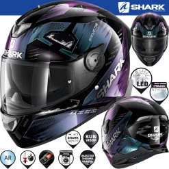 Shark Integralhelm SKWAL 2.2 Mit Sonnenblende Max Vision Pinlock Und LED -Motorradbekleidungsgeschäft 0 skwal2 venger kxk 34lfront he4960