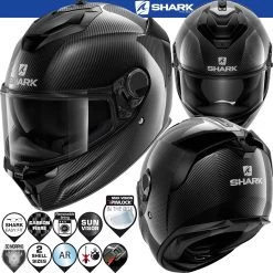 Shark Sport-Integralhelm SPARTAN GT CARBON Mit Sonnenblende Und Max Vision Pinlock -Motorradbekleidungsgeschäft 0 spartan gt carbon blank dad haupt he7002