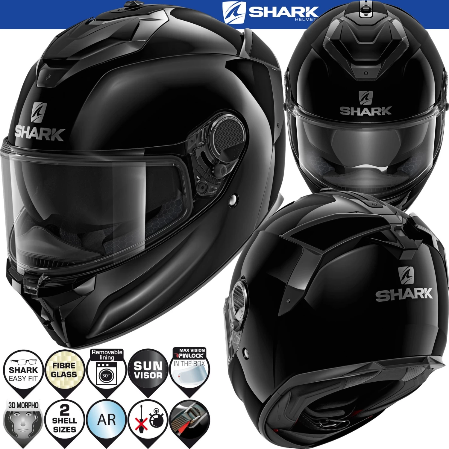 Shark SPARTAN GT Sport-Integralhelm Mit Doppel-D Verschluss Max Vision Pinlock Und Sonnenblende 8 Shark SPARTAN GT Sport-Integralhelm Mit Doppel-D Verschluss Max Vision Pinlock Und Sonnenblende – Bild 6