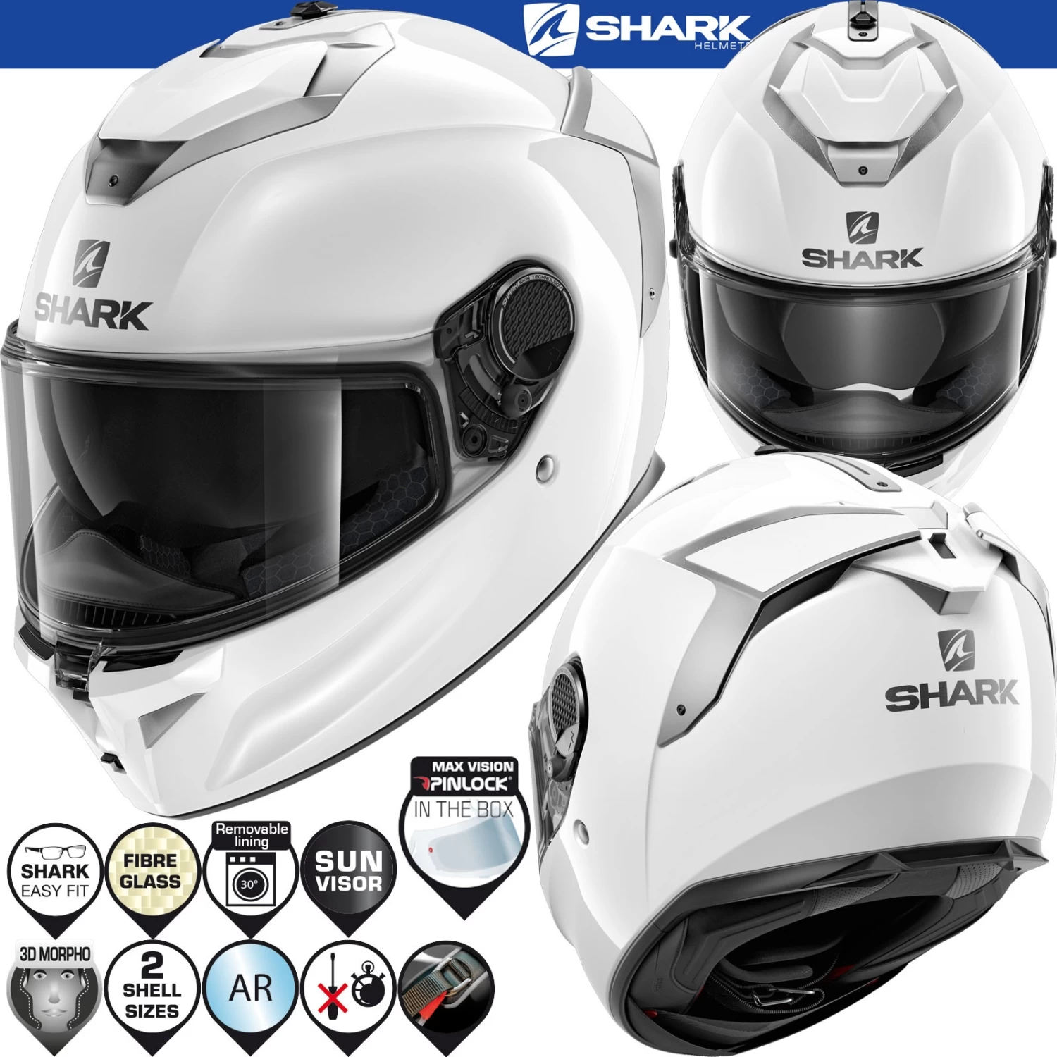 Shark SPARTAN GT Sport-Integralhelm Mit Doppel-D Verschluss Max Vision Pinlock Und Sonnenblende 11 Shark SPARTAN GT Sport-Integralhelm Mit Doppel-D Verschluss Max Vision Pinlock Und Sonnenblende – Bild 9