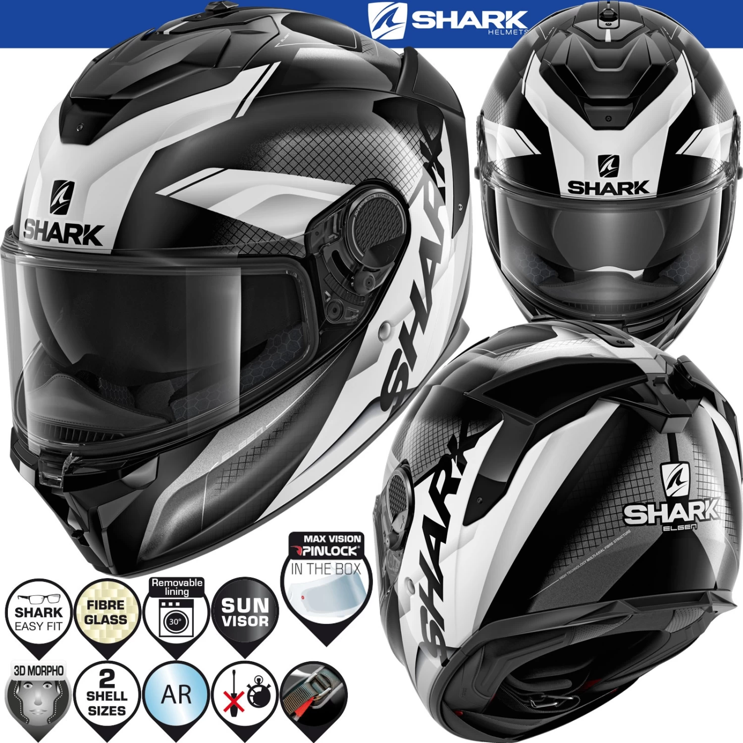 Shark SPARTAN GT Sport-Integralhelm Mit Doppel-D Verschluss Max Vision Pinlock Und Sonnenblende 17 Shark SPARTAN GT Sport-Integralhelm Mit Doppel-D Verschluss Max Vision Pinlock Und Sonnenblende – Bild 15