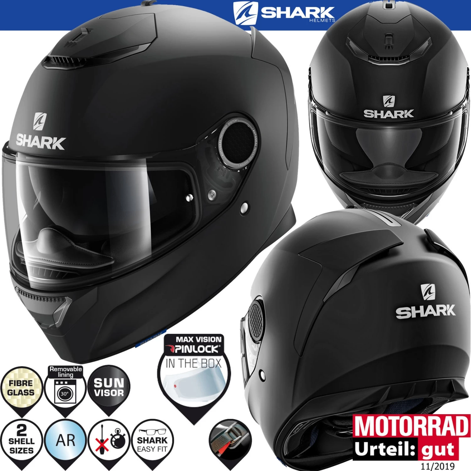 Shark Integralhelm SPARTAN 1.2 Mit Sonnenblende Und Max Vision Pinlock 4 Shark Integralhelm SPARTAN 1.2 Mit Sonnenblende Und Max Vision Pinlock – Bild 2