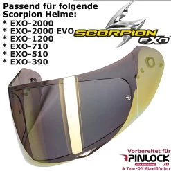 Scorpion 2D Visier KDF14-2 Für EXO 2000 / 2000 EVO / 1200 / 710 / 510 / 491 / 410 / 390 Vorbereitet Für Pinlock Und Tear-Off 20 Scorpion 2D Visier KDF14-2 Für EXO 2000 / 2000 EVO / 1200 / 710 / 510 / 491 / 410 / 390 Vorbereitet Für Pinlock Und Tear-Off -Motorradbekleidungsgeschäft 2d visier exo 2000 gold 2