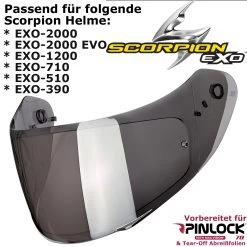 Scorpion 2D Visier KDF14-2 Für EXO 2000 / 2000 EVO / 1200 / 710 / 510 / 491 / 410 / 390 Vorbereitet Für Pinlock Und Tear-Off 19 Scorpion 2D Visier KDF14-2 Für EXO 2000 / 2000 EVO / 1200 / 710 / 510 / 491 / 410 / 390 Vorbereitet Für Pinlock Und Tear-Off -Motorradbekleidungsgeschäft 2d visier exo 2000 silber 2