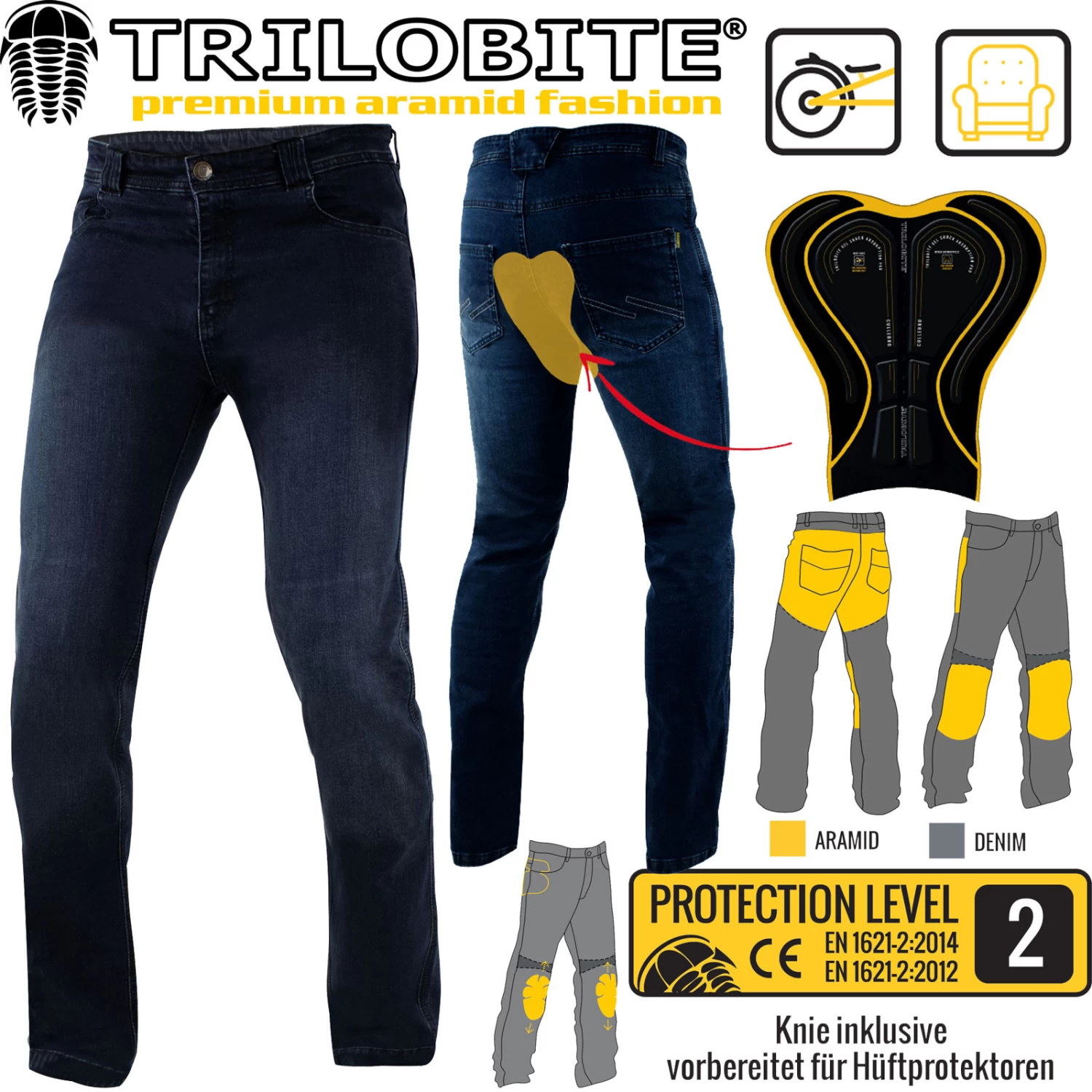 Trilobite Motorradjeans CULLEBRO Für Herren Mit Gel-Dämpfungspad Aramid Und Knieprotektoren 3 Trilobite Motorradjeans CULLEBRO Für Herren Mit Gel-Dämpfungspad Aramid Und Knieprotektoren