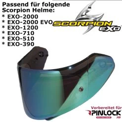 Scorpion 3D Visier KDF14-3 Für EXO 2000 / 2000 EVO / 1200 / 710 / 510 / 491 / 410 / 390 Vorbereitet Für Pinlock 25 Scorpion 3D Visier KDF14-3 Für EXO 2000 / 2000 EVO / 1200 / 710 / 510 / 491 / 410 / 390 Vorbereitet Für Pinlock -Motorradbekleidungsgeschäft 3d visier exo 2000 gruen 1