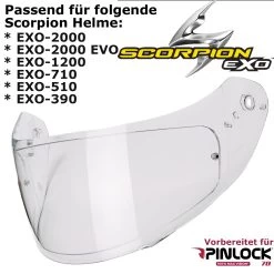 Scorpion 3D Visier KDF14-3 Für EXO 2000 / 2000 EVO / 1200 / 710 / 510 / 491 / 410 / 390 Vorbereitet Für Pinlock 20 Scorpion 3D Visier KDF14-3 Für EXO 2000 / 2000 EVO / 1200 / 710 / 510 / 491 / 410 / 390 Vorbereitet Für Pinlock -Motorradbekleidungsgeschäft 3d visier exo 2000 klar 1