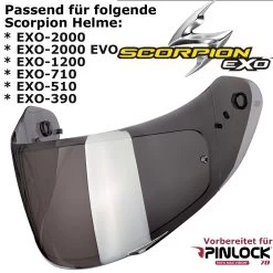 Scorpion 3D Visier KDF14-3 Für EXO 2000 / 2000 EVO / 1200 / 710 / 510 / 491 / 410 / 390 Vorbereitet Für Pinlock 21 Scorpion 3D Visier KDF14-3 Für EXO 2000 / 2000 EVO / 1200 / 710 / 510 / 491 / 410 / 390 Vorbereitet Für Pinlock -Motorradbekleidungsgeschäft 3d visier exo 2000 silber 1