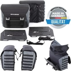 Hepco & Becker Seitenkoffer XTRAVEL BASIC Softtaschen Set 2 Stck Für Motorrad Inklusive Universal-Adapterplatten -Motorradbekleidungsgeschäft 640630 00 01 00 haupt