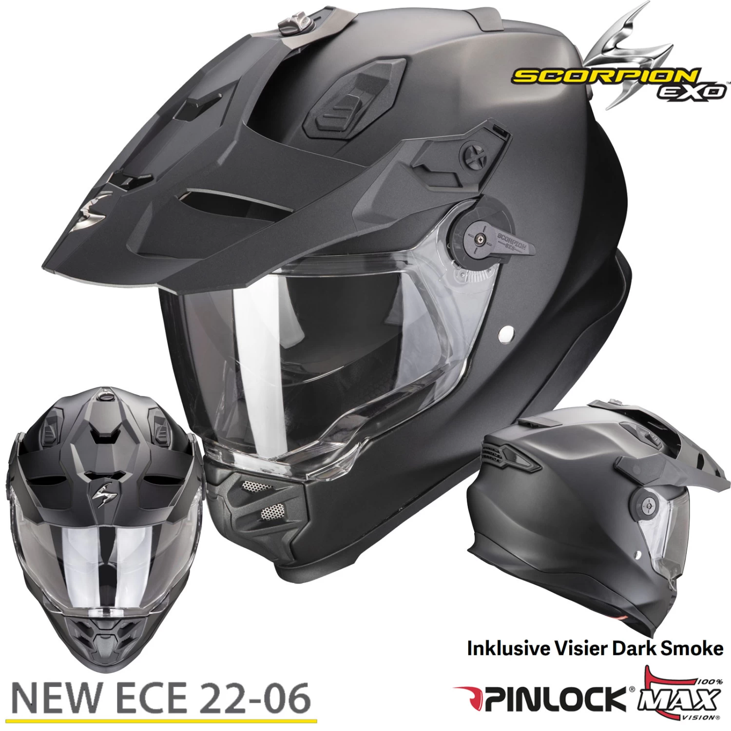 Scorpion Endurohelm ADF-9000 AIR Mit ECE 22.06 Und AirFit Inklusive Max Vision Pinlock Sonnenblende Und 2 Visieren 6 Scorpion Endurohelm ADF-9000 AIR Mit ECE 22.06 Und AirFit Inklusive Max Vision Pinlock Sonnenblende Und 2 Visieren – Bild 4