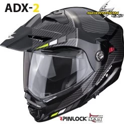 Scorpion Klapphelm ADX-2 Mit Sonnenblende Und Max Vision Pinlock ECE 22.06 -Motorradbekleidungsgeschäft adx2 camino blasilneoyel haupt