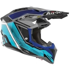 Airoh Aviator 3 ECE 22.06 Crosshelm Carbon HPC Mit Doppel-D Ring Und Helmschirm -Motorradbekleidungsgeschäft airoh aviator 3 league blue 2