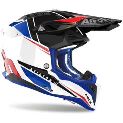 Airoh Aviator 3 ECE 22.06 Crosshelm Carbon HPC Mit Doppel-D Ring Und Helmschirm -Motorradbekleidungsgeschäft airoh aviator 3 push blue red helmet 2