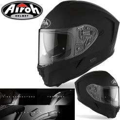 Airoh Integralhelm SPARK Mit Extra-Wide Visier Pinlock Und Sonnenblende -Motorradbekleidungsgeschäft airoh spark color black matt haupt 1