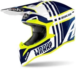 Airoh Crosshelm WRAAP Mit Doppel-D Ringverschluss -Motorradbekleidungsgeschäft airoh wraap broken blue gloss 1 1