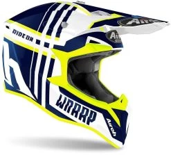 Airoh Crosshelm WRAAP Mit Doppel-D Ringverschluss -Motorradbekleidungsgeschäft airoh wraap broken blue gloss 2