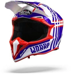 Airoh Crosshelm WRAAP Mit Doppel-D Ringverschluss -Motorradbekleidungsgeschäft airoh wraap broken blue red gloss 3