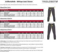 Trilobite Motorradjeans ALLSHAPE Für Damen In Drei Passformen Mit Stretch Aramid Und Knieprotektoren -Motorradbekleidungsgeschäft allshape jeans damen groessentabelle