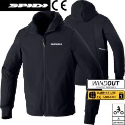 Spidi Motorrad-Hoodie ARMOR EVO Mit Kapuze Winddicht CE Reflex -Motorradbekleidungsgeschäft armor evo schwarz haupt