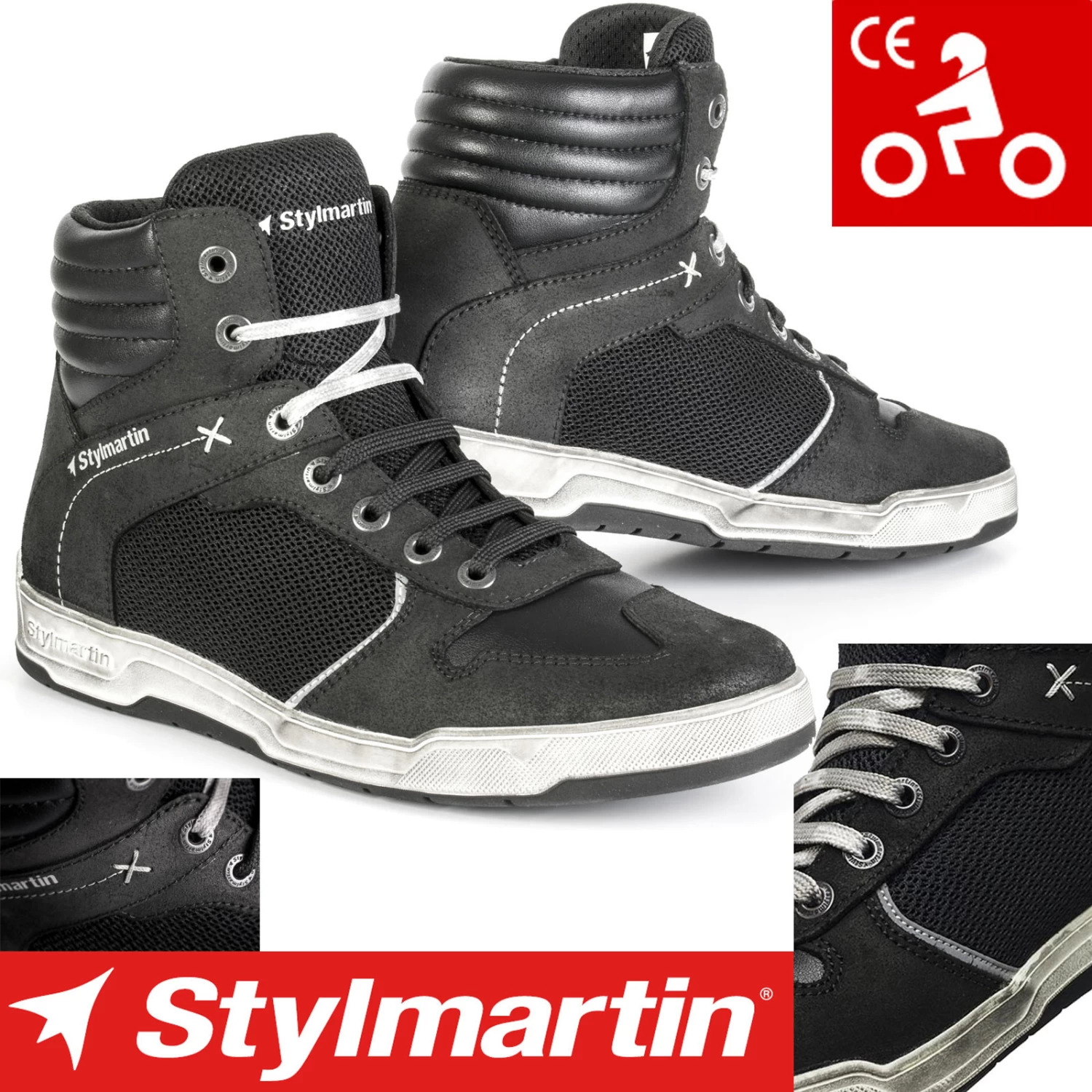 Stylmartin Motorradschuhe ATOM Mesh Leder Sneaker Mit Knöchelprotektoren 3 Stylmartin Motorradschuhe ATOM Mesh Leder Sneaker Mit Knöchelprotektoren