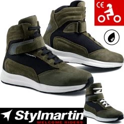 Stylmartin Motorrad Sneaker AUDAX Wildleder Wasserdicht Mit Air-Mesh Futter Protektoren Und CE -Motorradbekleidungsgeschäft audax gruen haupt