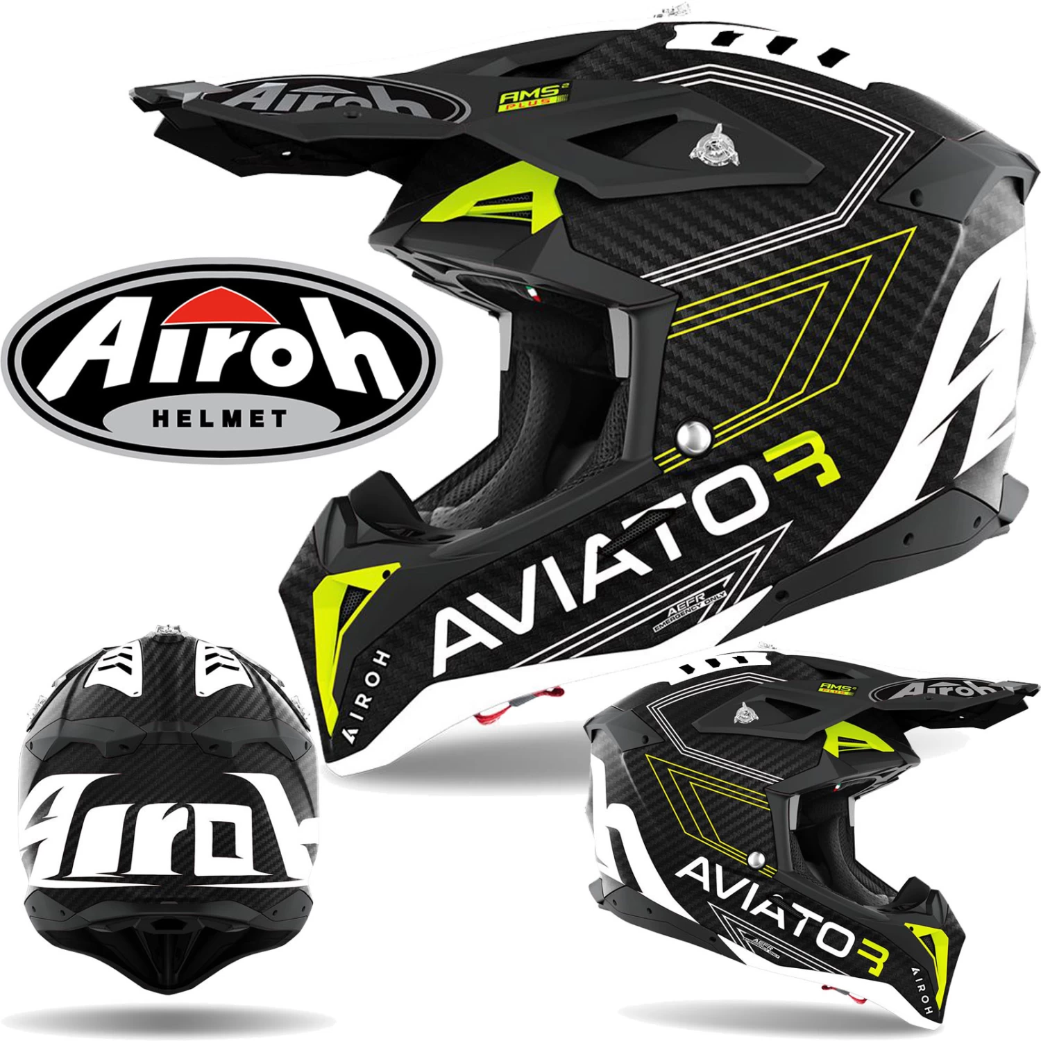 Airoh Crosshelm AVIATOR 3 Carbon Off-Road Helm Mit Viel Belüftung 3 Airoh Crosshelm AVIATOR 3 Carbon Off-Road Helm Mit Viel Belüftung