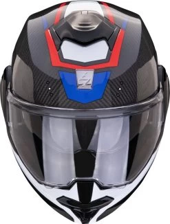 Scorpion Klapphelm EXO-TECH EVO CARBON 180 Grad Flip-Back Helm Mit Sonnenblende ECE 22.06 Pinlock Und 2 Visieren -Motorradbekleidungsgeschäft b exotechevocarb rover blaredblu