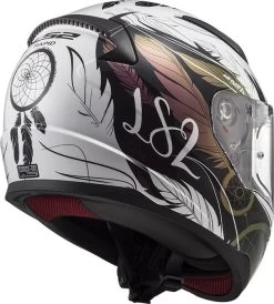 LS2 Integralhelm FF353 RAPID Mit Schnellverschluss-System -Motorradbekleidungsgeschäft back ff353 rapid boho white black pink 103532615 3