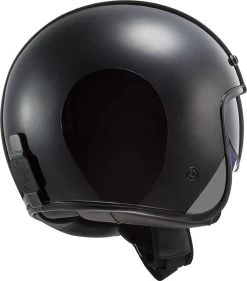 LS2 Jethelm OF601 BOB Fiberglas Mit Sonnenblende Doppel-D Verschluss Und Helmschirm -Motorradbekleidungsgeschäft back of601 bob solid black 306011012