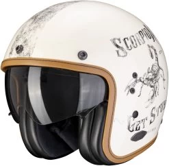 Scorpion Jethelm BELFAST Mit Sonnenblende Und Ultra-TCT-Fiberglas-Helmschale -Motorradbekleidungsgeschäft belfast pique creme 1 1