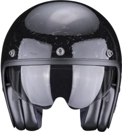 Scorpion Jethelm BELFAST Mit Sonnenblende Und Ultra-TCT-Fiberglas-Helmschale -Motorradbekleidungsgeschäft belfast shift black gold 2