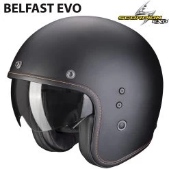 Scorpion Jethelm BELFAST EVO Moderner Vintage-Helm Fiberglas ECE 22.06 Mit Sonnenblende