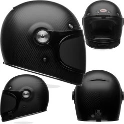 Bell Retro-Integralhelm BULLITT CARBON Mit Doppel-D-Ringverschluss Und Leder Kinnriemen Inklusive 2 Visieren