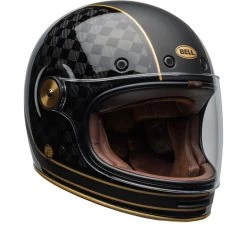 Bell Retro-Integralhelm BULLITT CARBON Mit Doppel-D-Ringverschluss Und Leder Kinnriemen Inklusive 2 Visieren -Motorradbekleidungsgeschäft bell bullitt carbon rsd check it replica black gold 1 1