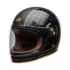 Bell Retro-Integralhelm BULLITT CARBON Mit Doppel-D-Ringverschluss Und Leder Kinnriemen Inklusive 2 Visieren -Motorradbekleidungsgeschäft bell bullitt carbon rsd check it replica black gold 6