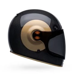 Bell Retro-Integralhelm BULLITT CARBON Mit Doppel-D-Ringverschluss Und Leder Kinnriemen Inklusive 2 Visieren -Motorradbekleidungsgeschäft bell bullitt carbon tt gloss black gold 1 1