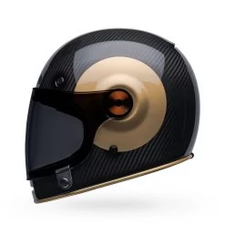 Bell Retro-Integralhelm BULLITT CARBON Mit Doppel-D-Ringverschluss Und Leder Kinnriemen Inklusive 2 Visieren -Motorradbekleidungsgeschäft bell bullitt carbon tt gloss black gold 5