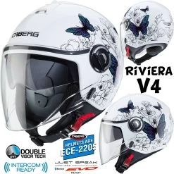 Caberg Jethelm RIVIERA V4 Mit Langem Visier Und Sonnenblende Demi-Jet Helm Mit ECE 22.05 -Motorradbekleidungsgeschäft caberg riviera v4 muse haupt 1