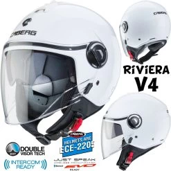 Caberg Jethelm RIVIERA V4 Mit Langem Visier Und Sonnenblende Demi-Jet Helm Mit ECE 22.05 -Motorradbekleidungsgeschäft caberg riviera v4 weiss haupt 2