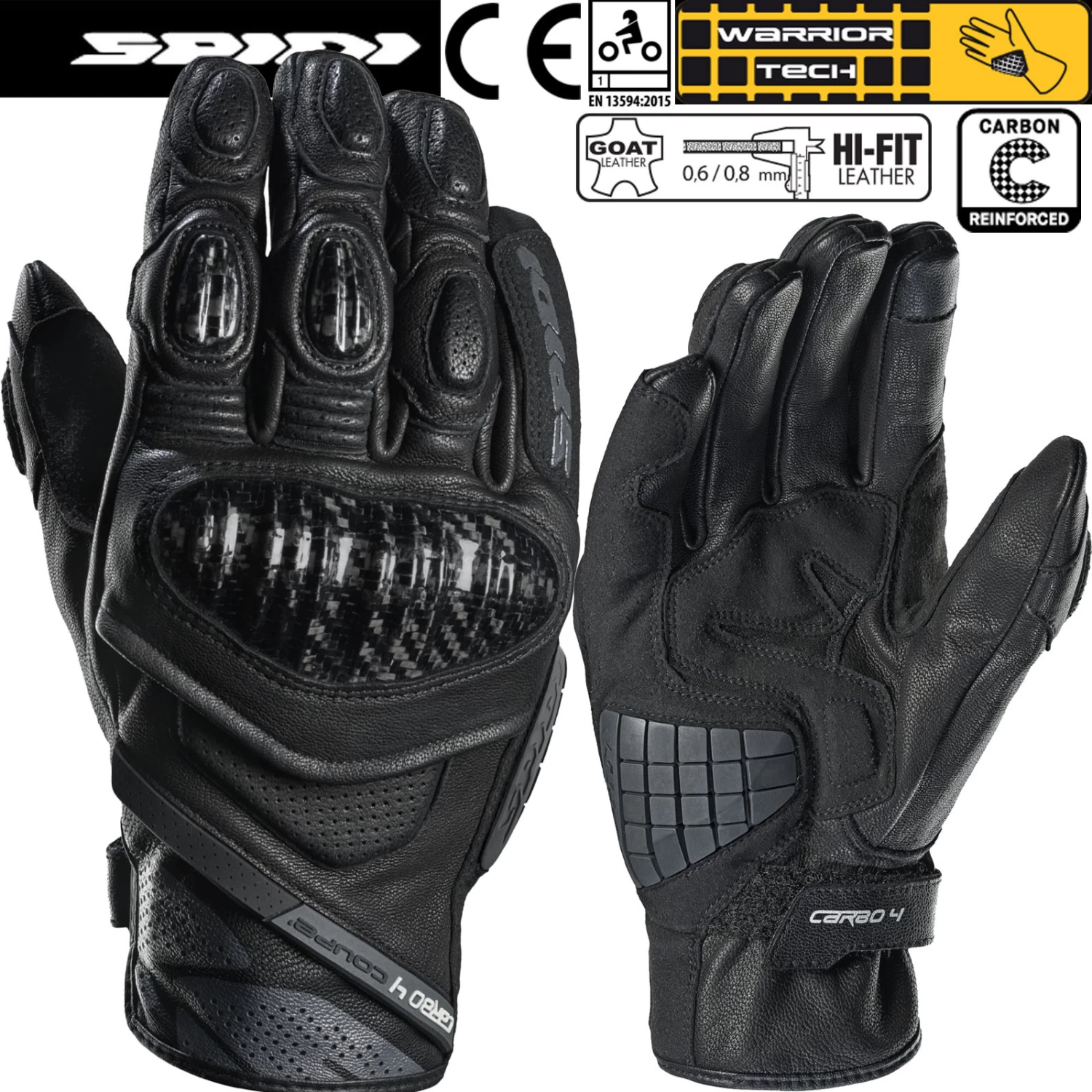 Spidi Motorradhandschuhe CARBO 4 COUPE Mit Polsterung CE Leder Perforiert Carbon 9 Spidi Motorradhandschuhe CARBO 4 COUPE Mit Polsterung CE Leder Perforiert Carbon – Bild 7