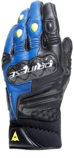 Dainese CARBON 4 Motorradhandschuhe Kurze Stulpe Smart Touch CE Mit DCP System Leder -Motorradbekleidungsgeschäft carbon 4 short leather gloves racing blue black fluo yellow 2