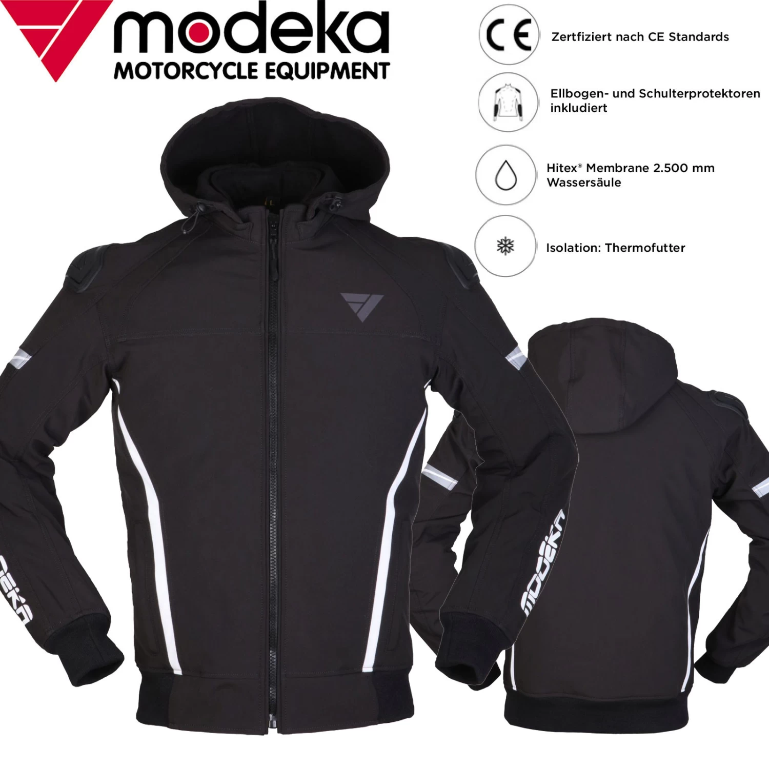 Modeka Softshell-Hoodie CLARKE SPORT Motorradjacke Wasserdicht CE A Mit Protektoren Und Thermofutter 7 Modeka Softshell-Hoodie CLARKE SPORT Motorradjacke Wasserdicht CE A Mit Protektoren Und Thermofutter – Bild 5