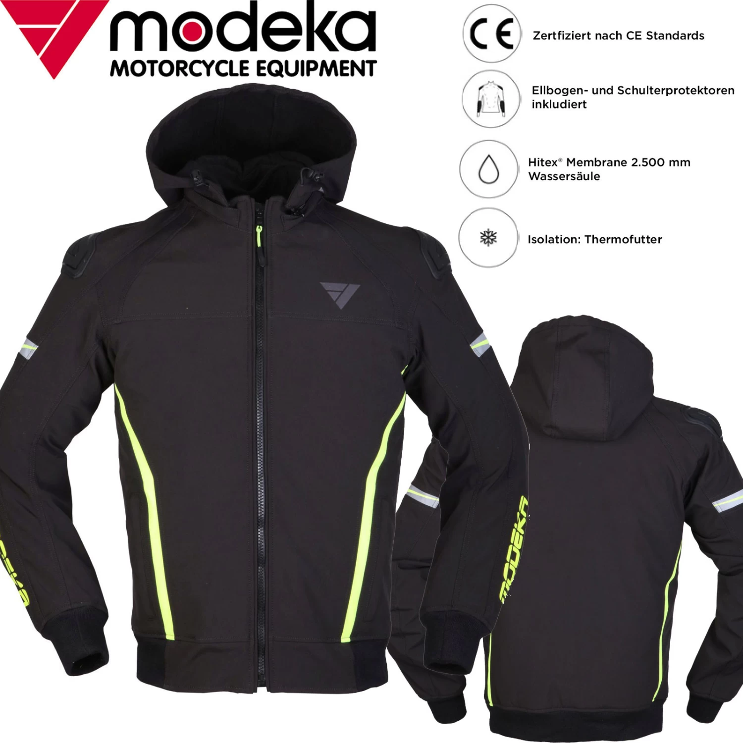 Modeka Softshell-Hoodie CLARKE SPORT Motorradjacke Wasserdicht CE A Mit Protektoren Und Thermofutter 9 Modeka Softshell-Hoodie CLARKE SPORT Motorradjacke Wasserdicht CE A Mit Protektoren Und Thermofutter – Bild 7