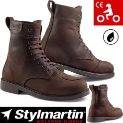 Stylmartin Motorradstiefel DISTRICT Leder Kurz Wasserdicht Atmungsaktiv CE Mit Protektoren