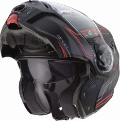 Caberg Klapphelm DROID Mit Sonnenblende Und Pinlock -Motorradbekleidungsgeschäft droid blaze matt black red fluo 3 4 open