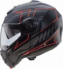 Caberg Klapphelm DROID Mit Sonnenblende Und Pinlock -Motorradbekleidungsgeschäft droid blaze matt black red fluo profile