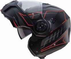 Caberg Klapphelm DROID Mit Sonnenblende Und Pinlock -Motorradbekleidungsgeschäft droid blaze matt black red fluo profile open 2