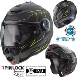 Caberg Klapphelm DROID Mit Sonnenblende Und Pinlock -Motorradbekleidungsgeschäft droid blaze matt black yellow fluo haupt 4